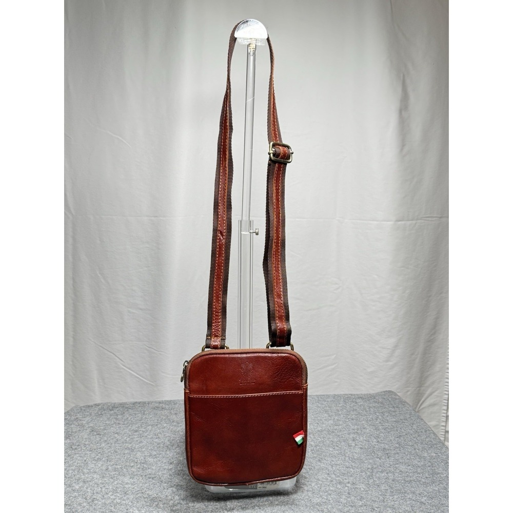 Italian Leather Crossbody Shoulder Bag Man Bag Vera Pelle Brown - Picture 3 of 16